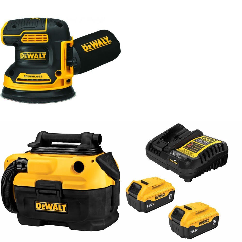 DeWalt DCW210B 20V MAX XR Sander Kit W/ DCV581H Vacuum and FREE DCB205 Battery Kit