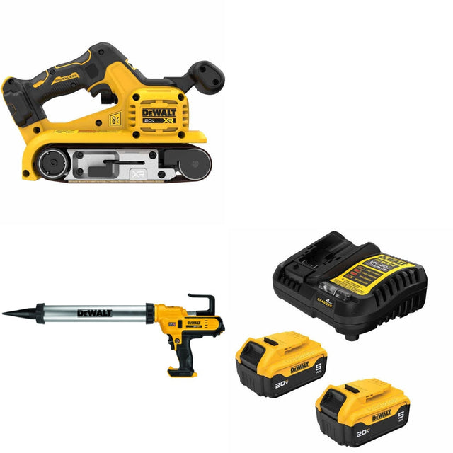 DeWalt DCW220B 20V Max Belt Sander Kit W/ DCE580B Adhesive Gun and FREE DCB205-2C Battery Kit