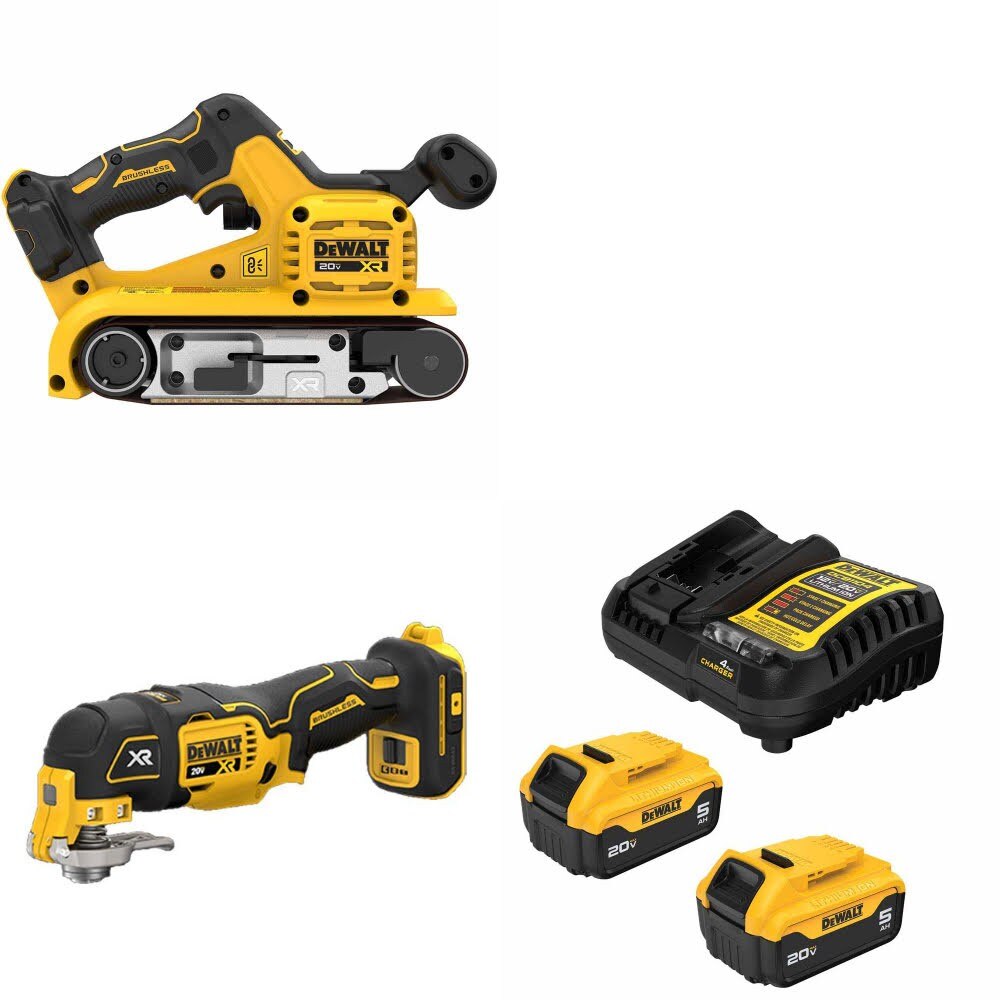 DeWalt DCW220B 20V Max Belt Sander Kit W/ DCS356B Multi-Tool and FREE DCB205 Battery Kit