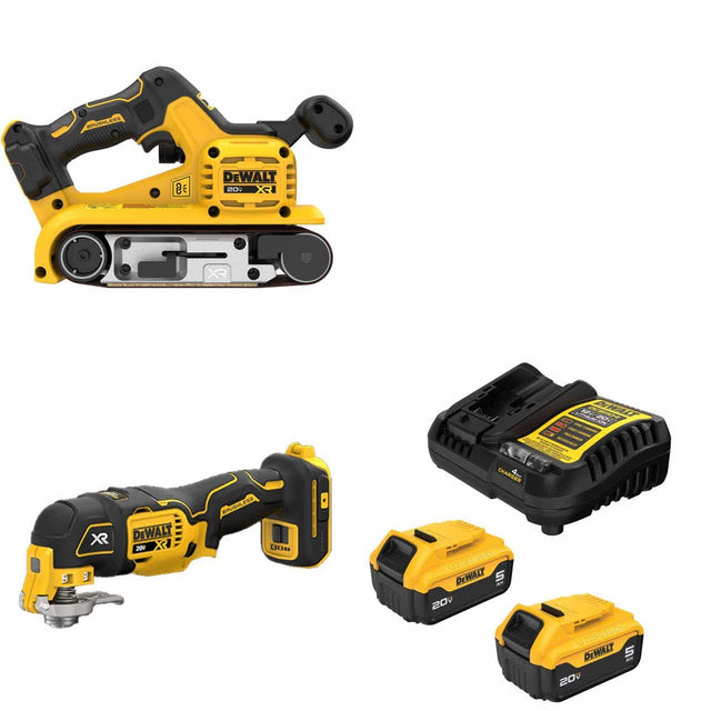 DeWalt DCW220B 20V Max Belt Sander Kit W/ DCS356B Multi-Tool and FREE DCB205 Battery Kit