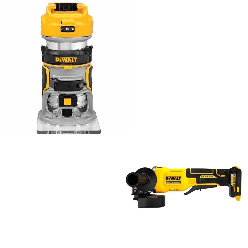 DeWalt DCW600B 20V MAX Compact Router W/ DCG408B Paddle-Switch Grinder