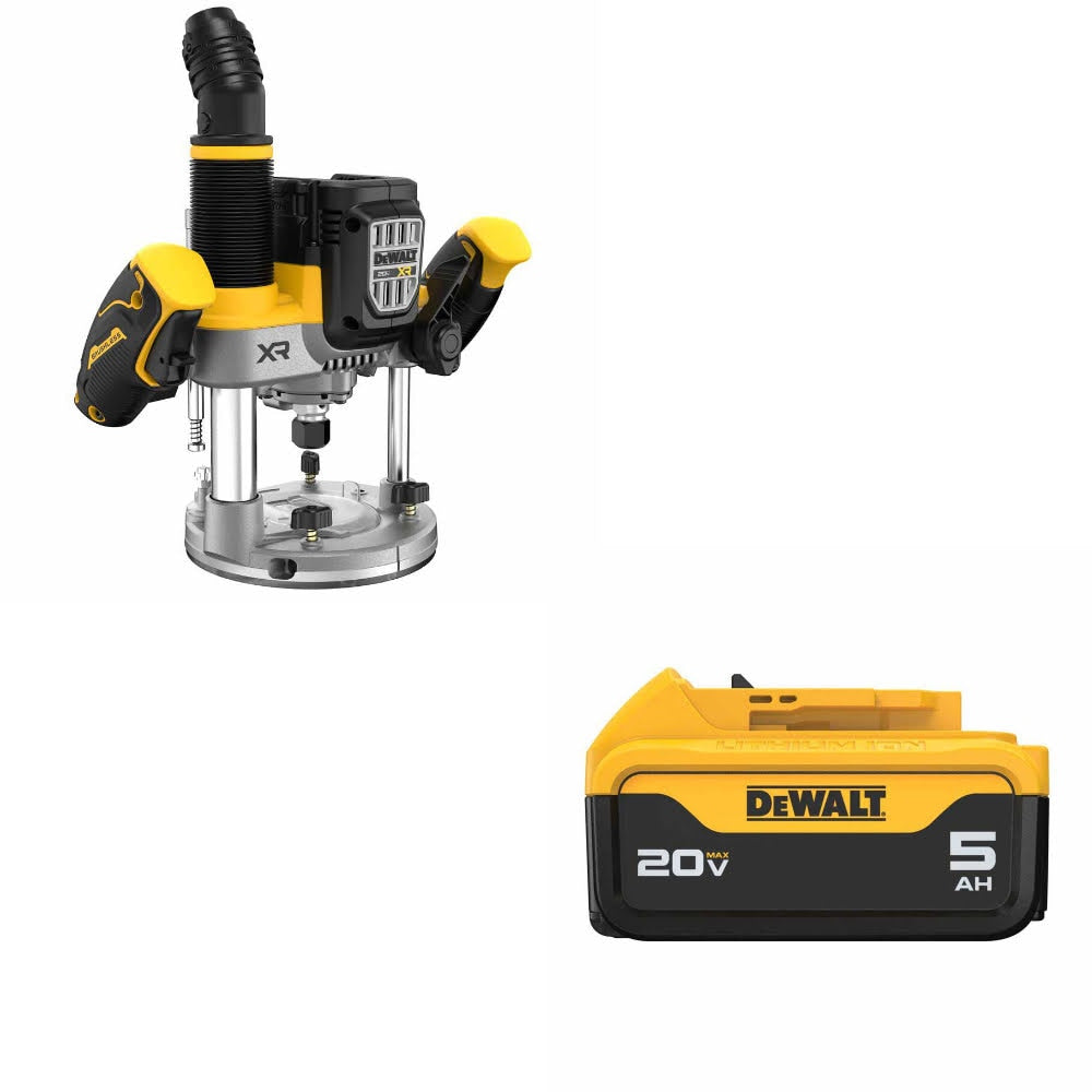 DeWalt DCW620B 20V MAX XR 2-1/4HP Router W/ DCB205 20V MAX XR 5Ah Battery Pack