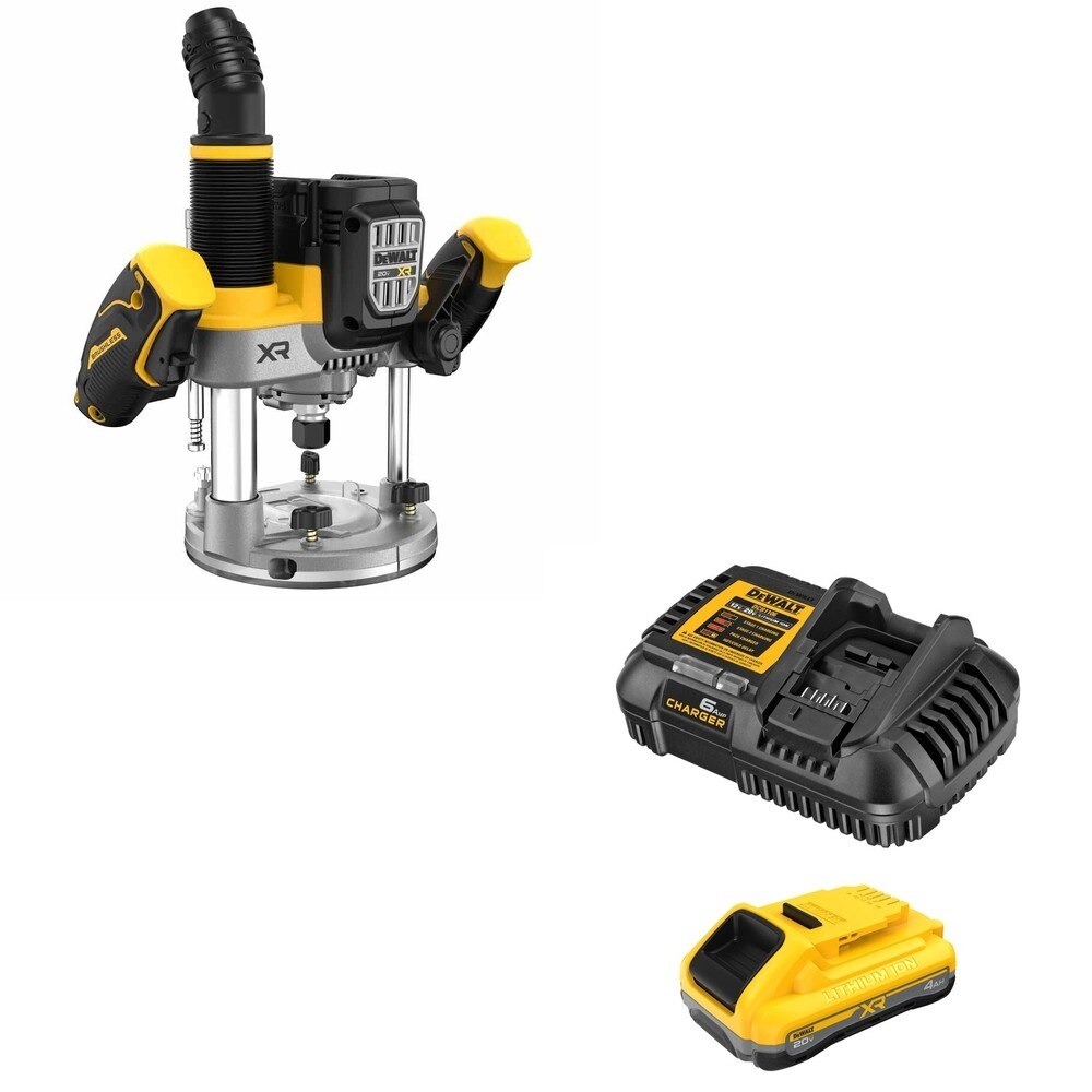 DeWalt DCW620B 20V MAX XR 2-1/4 HP Plunge Router W/ DCB2104C POWERPACK 4Ah Kit