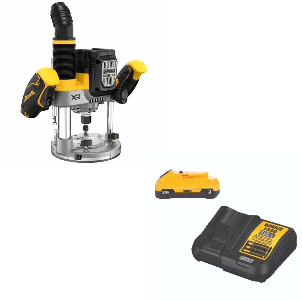 DeWalt DCW620B 20V MAX XR 2-1/4HP Router, Bare W/ DCB230C 20V MAX Starter Kit