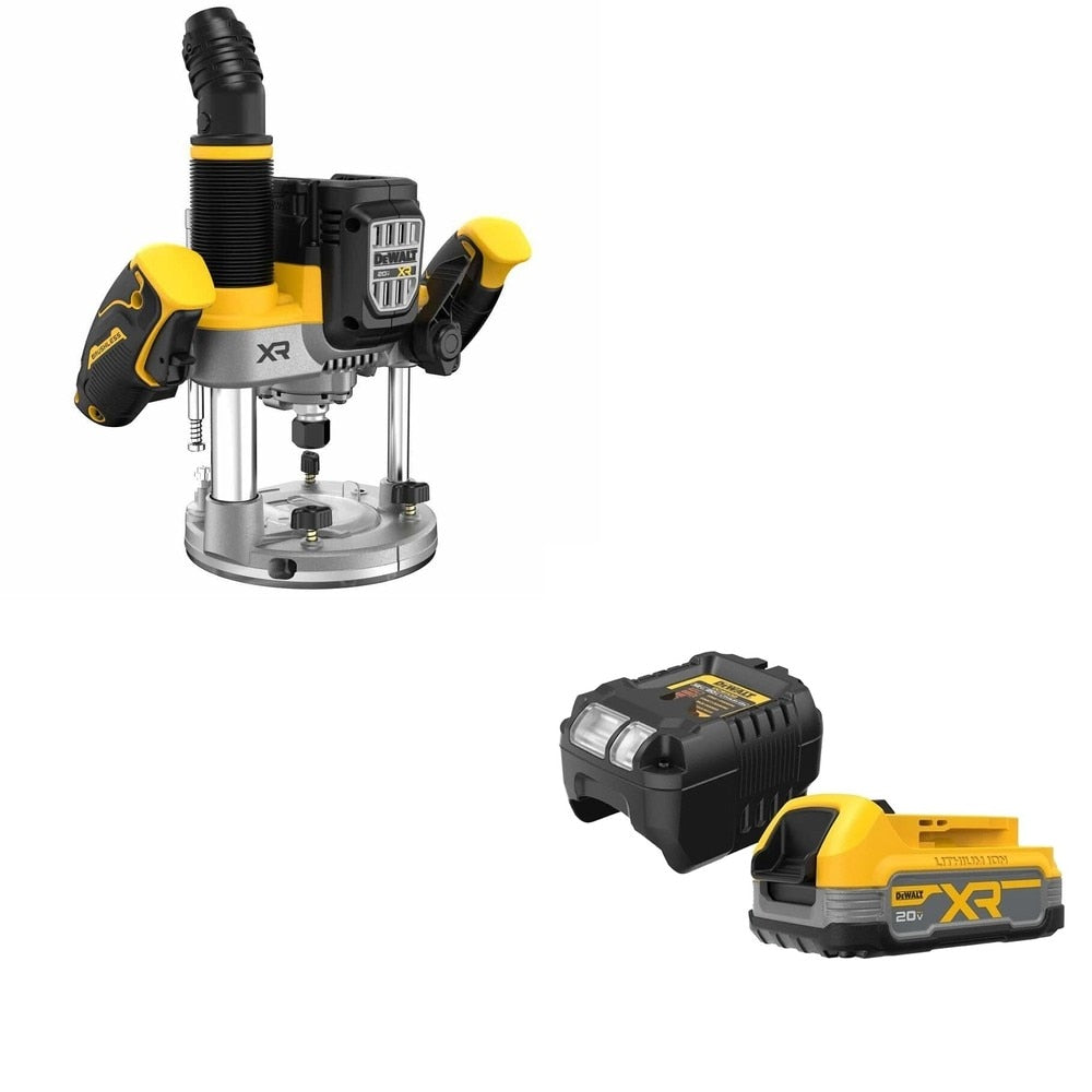 DeWalt DCW620B 20V MAX XR 2-1/4HP Router, Bare W/ DCBP034C 20V MAX Starter Kit
