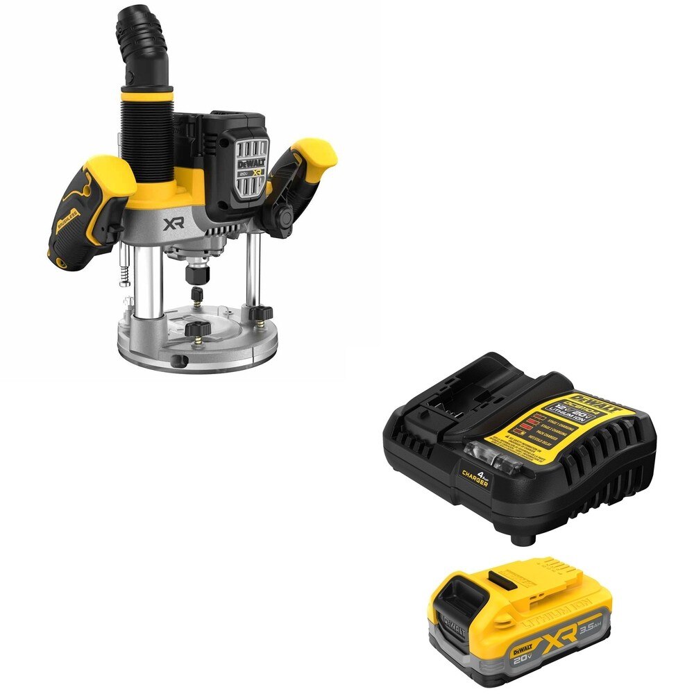 DeWalt DCW620B 20V MAX XR 2-1/4 HP Plunge Router W/ DCBP320C POWERSTACK 3.5Ah Kit