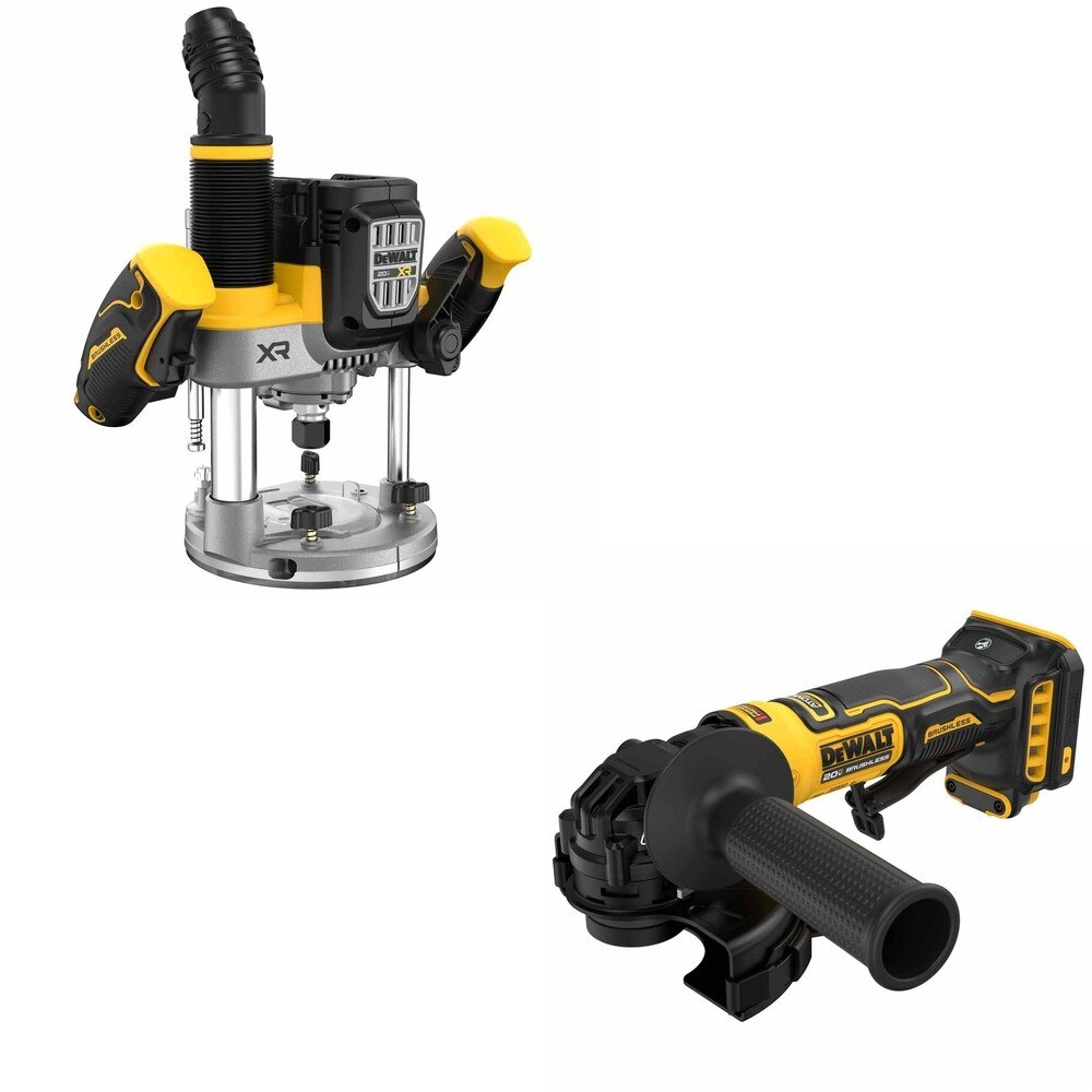 DeWalt DCW620B 20V MAX XR 2-1/4 HP Plunge Router W/ DCG402B ATOMIC Angle Grinder