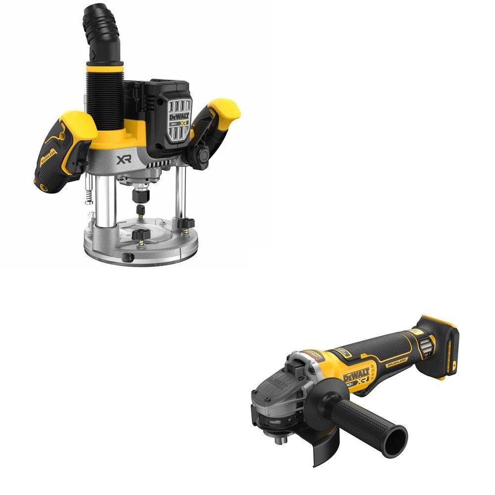 DeWalt DCW620B 20V MAX XR 2-1/4 HP Plunge Router W/ DCG410B Angle Grinder