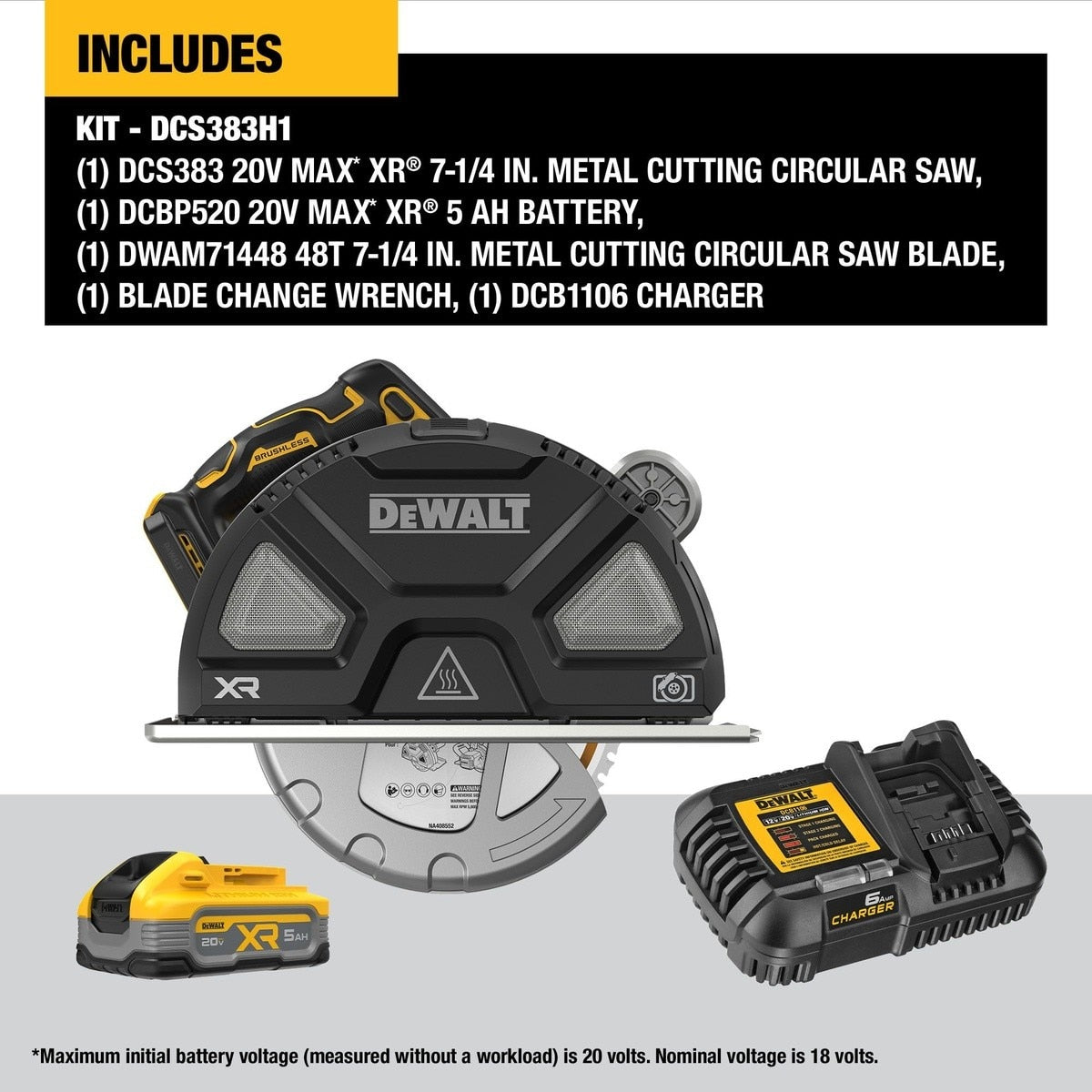 DeWalt DCS383H1 20V MAX* XR 7-1/4 in. Metal Cutting Circular Saw Kit - 5