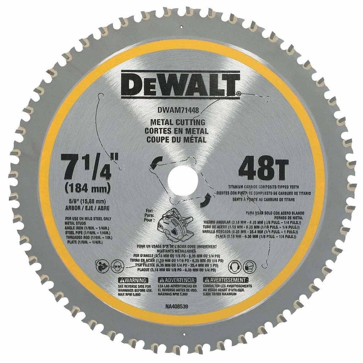 DeWalt DWAM71448 7-1/4IN 48T Metal Cutting Saw Blade