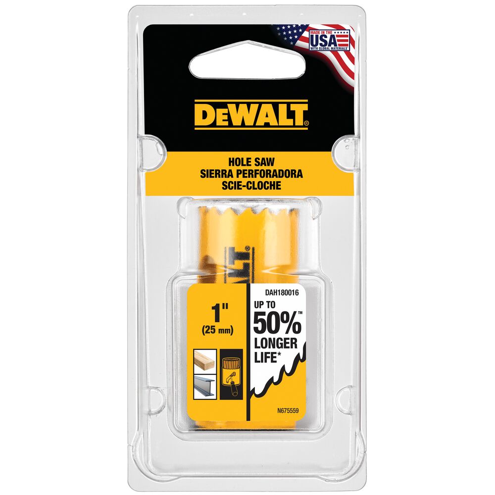 DeWalt DAH180016 1" (25mm) Hole Saw, Yellow - 3
