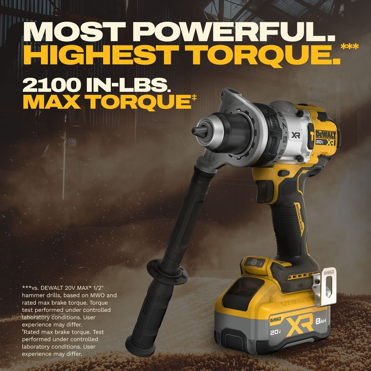 DeWalt DCD1007WW1 20V MAX XR Brushless Cordless 1/2 in. Hammer Drill Kit - 8