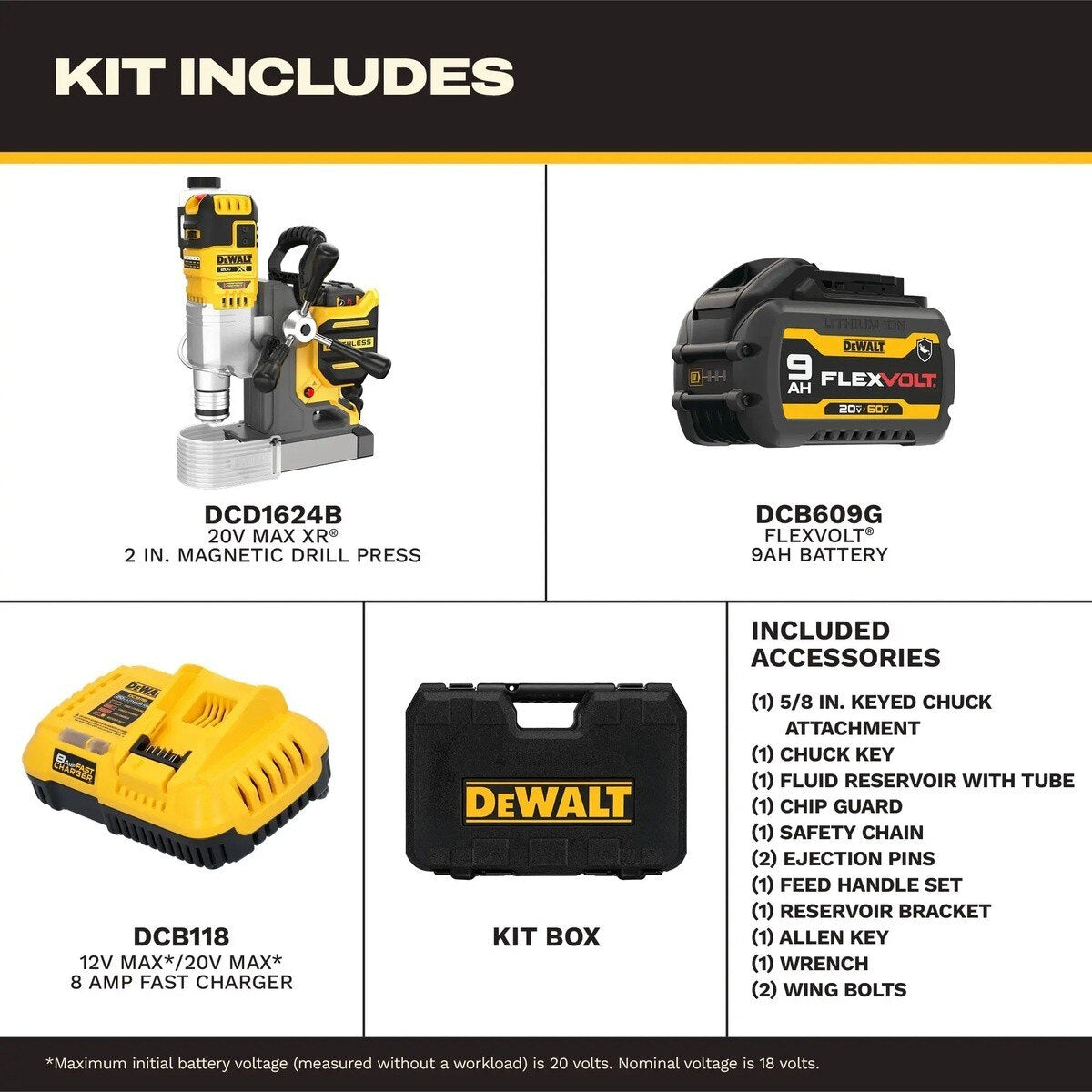 DeWalt DCD1624GX1 20V MAX XR 2" Cordless Brushless Magnetic Drill Press Kit (2 Batteries, Charger) - 5