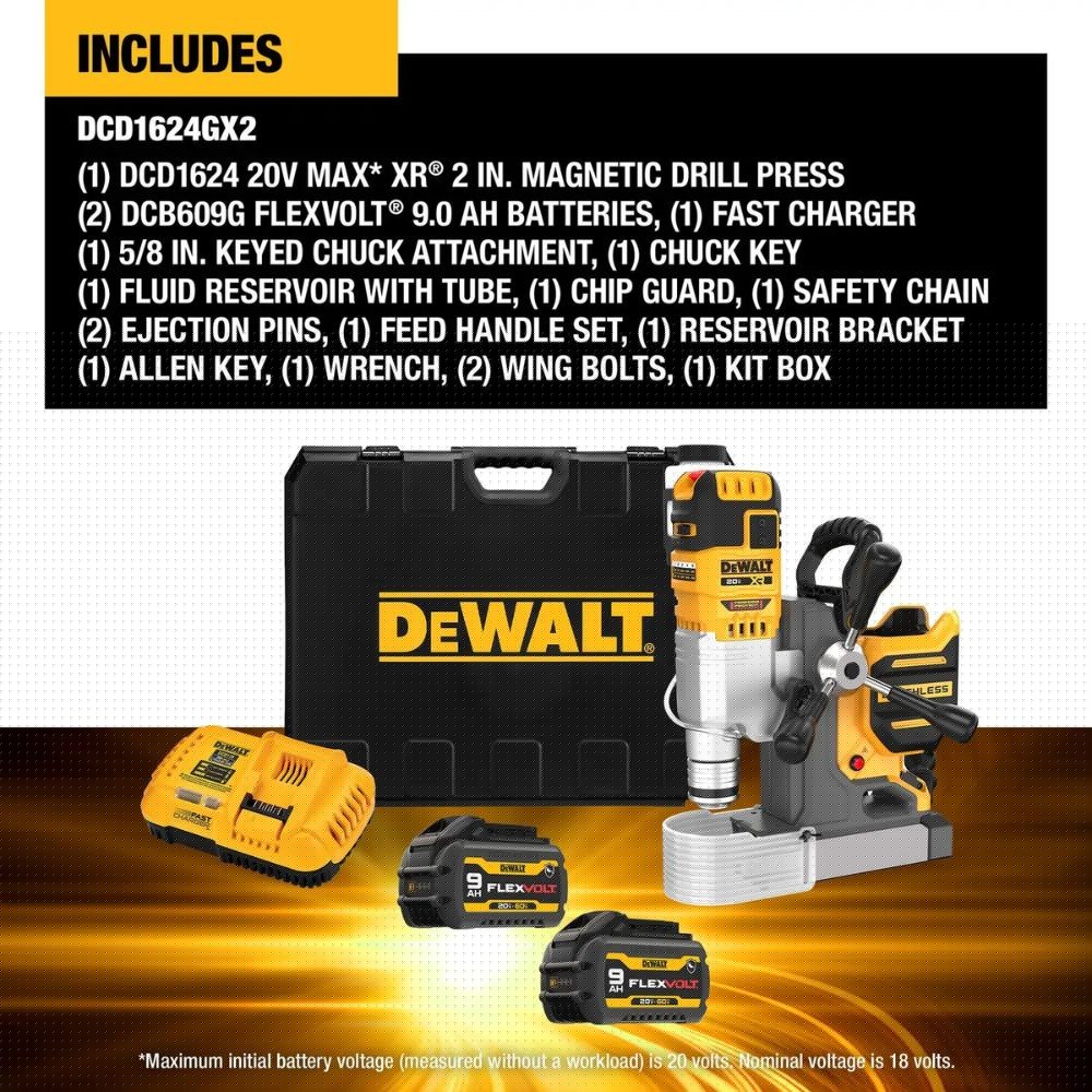 DeWalt DCD1624GX2 20V Max* XR 2" Cordless Brushless Magnetic Drill Press Kit - 7
