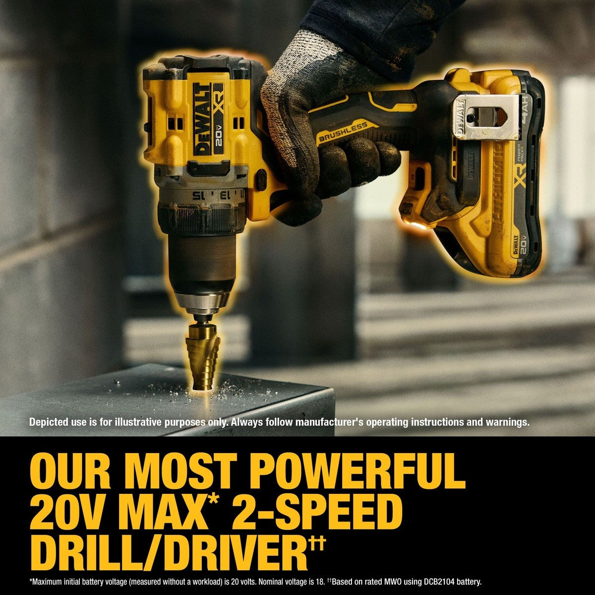 DeWalt DCD801QQ2 20V MAX XR Brushless Cordless 1/2 in. Drill/Driver Kit with POWERPACK Batteries - 7