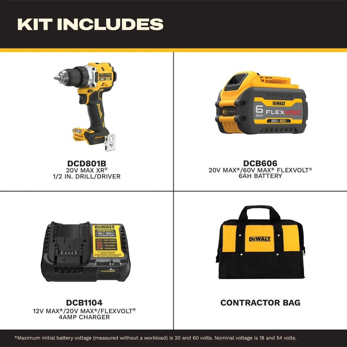 DeWalt DCD801T1 20V MAX XR 1/2 in Drill Driver Kit with 6Ah FlexVolt Battery (1 Kit) - 5