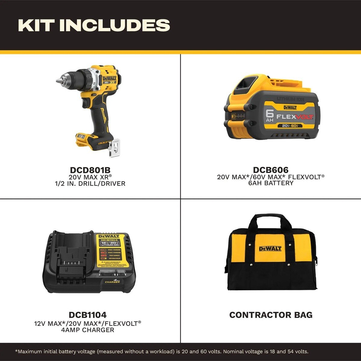 DeWalt DCD801T1 20V MAX XR 1/2 in Drill Driver Kit with 6Ah FlexVolt Battery (1 Kit) - 5