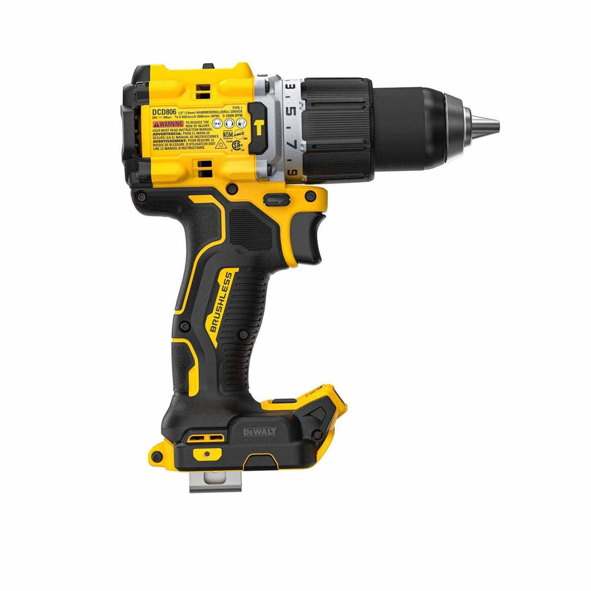 DeWalt DCD806B 20V MAX XR Brushless Cordless 1/2 in. Hammer Drill (Tool Only) – High Power - 5