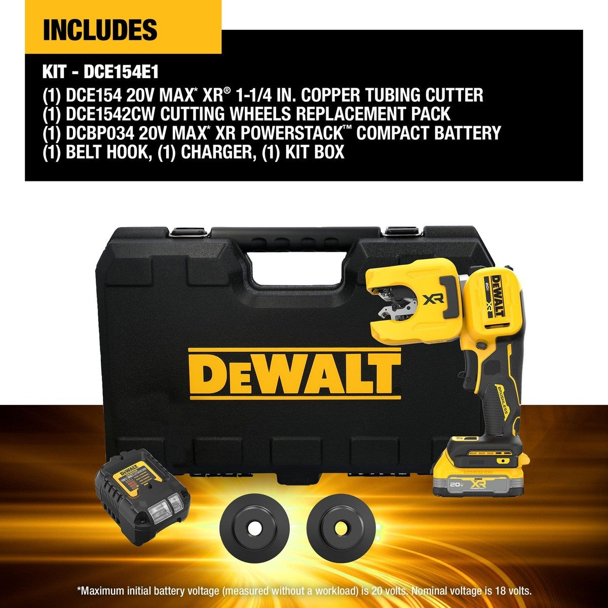 DeWalt DCE154E1 20V MAX XR 1-1/4" Copper Tubing Cutter Kit - 5