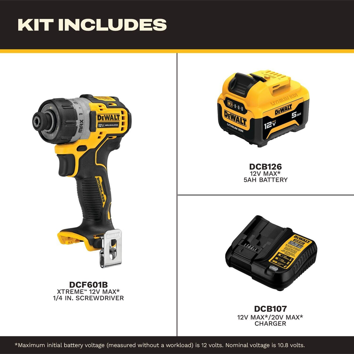 DeWalt DCF601J1 12V MAX Brushless 1/4" Screwdriver Kit (1 Battery, 1 Charger) - 3