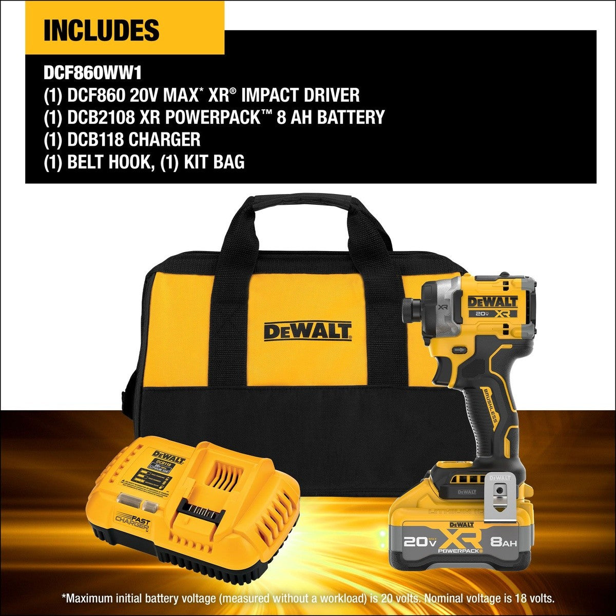 DeWalt DCF860WW1 20V MAX XR 3-Speed 1/4" High Torque Impact Driver Kit - 5