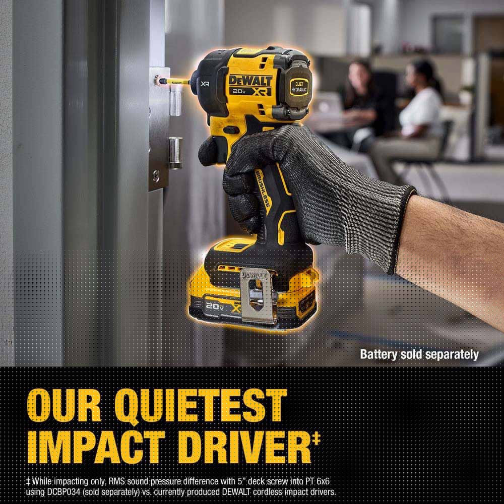 DeWalt DCF870E1 20V MAX XR Brushless Cordless 1/4 in. Quiet Hydraulic Impact Driver Kit - 9