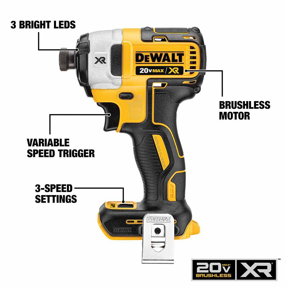 DeWalt DCF887P1 20V MAX XR® 1/4 in. 3-Speed Impact Driver Kit - 2