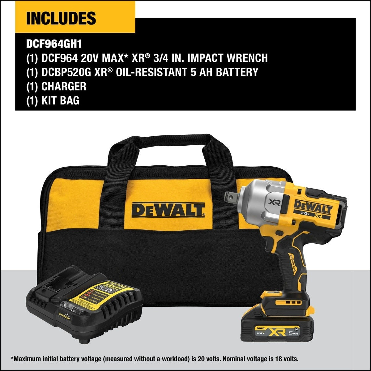 DeWalt DCF964GH1 20V MAX XR 3/4" High Torque Impact Wrench w/ Hog Ring Anvil Kit - 6