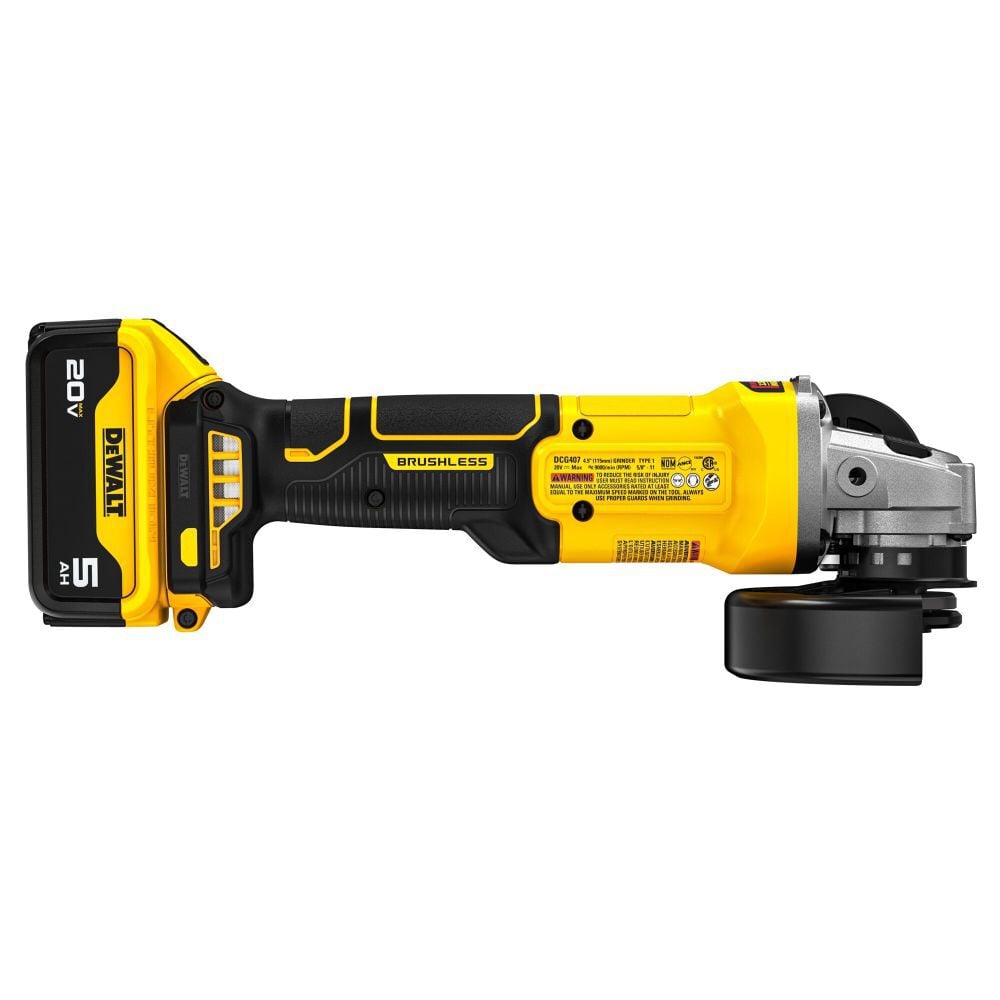 DeWalt DCG407P1 20V MAX Brushless Cordless 4 1/2 in. Slide-Switch Grinder Kit - 3