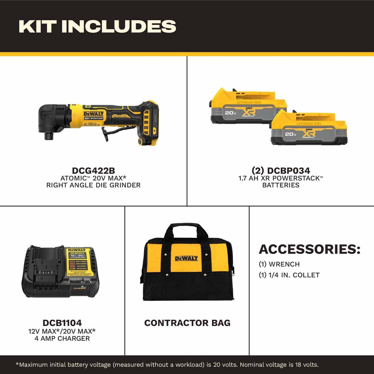 DeWalt DCG422E2 20V MAX* ATOMIC Right Angle Die Grinder Kit with XR POWERSTACK - 3