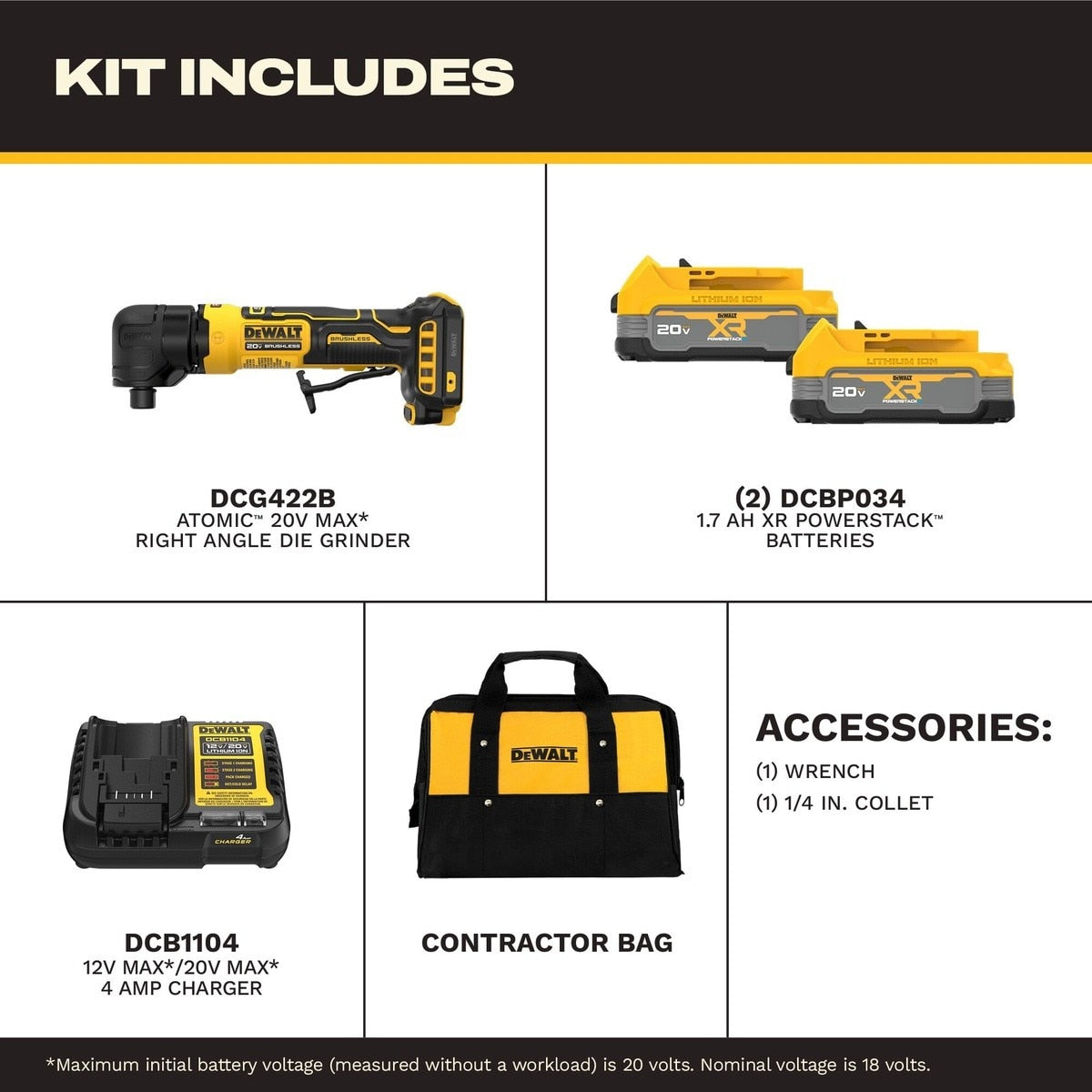 DeWalt DCG422E2 20V MAX* ATOMIC Right Angle Die Grinder Kit with XR POWERSTACK - 5