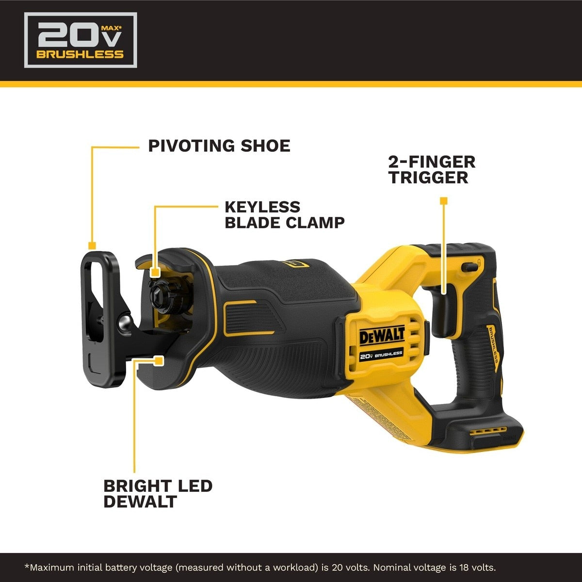 DEWALT DCK449E1P1 20V MAX* XR® Brushless 4-Tool Combo Kit with DEWALT POWERSTACK™ Compact Battery and 5.0Ah Battery - 15
