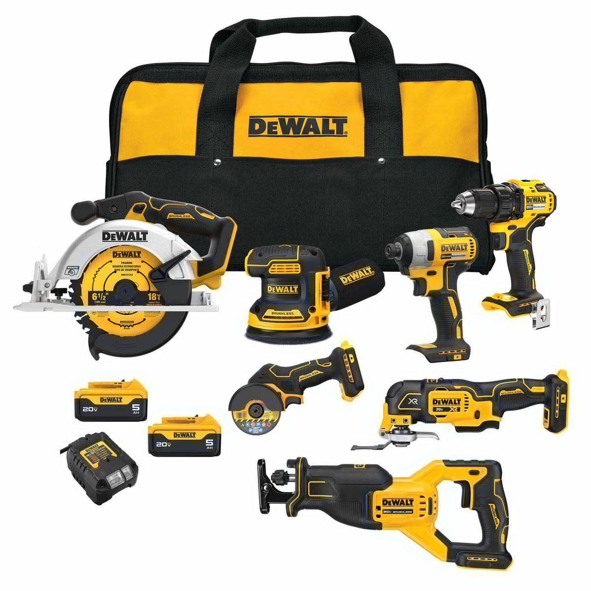 DeWalt DCK730P2 20V MAX Brushless Site Ready 7-Tool Combo Kit