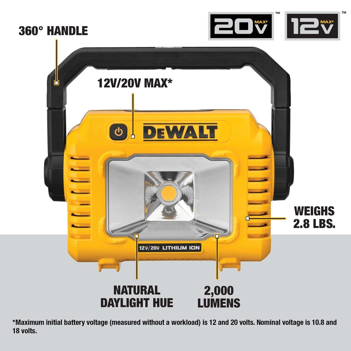 DeWalt DCL077C1 12V/20V Max 2000 Lumens LED Compact Portable Work Light - 2