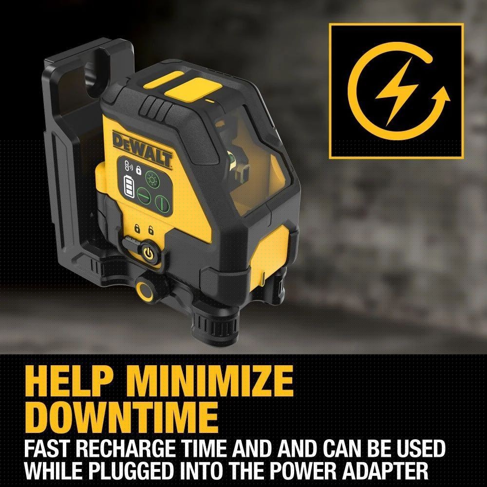 DeWalt DCLE14201GB USB Rechargeable Green Cross Line Laser Base Kit - 3