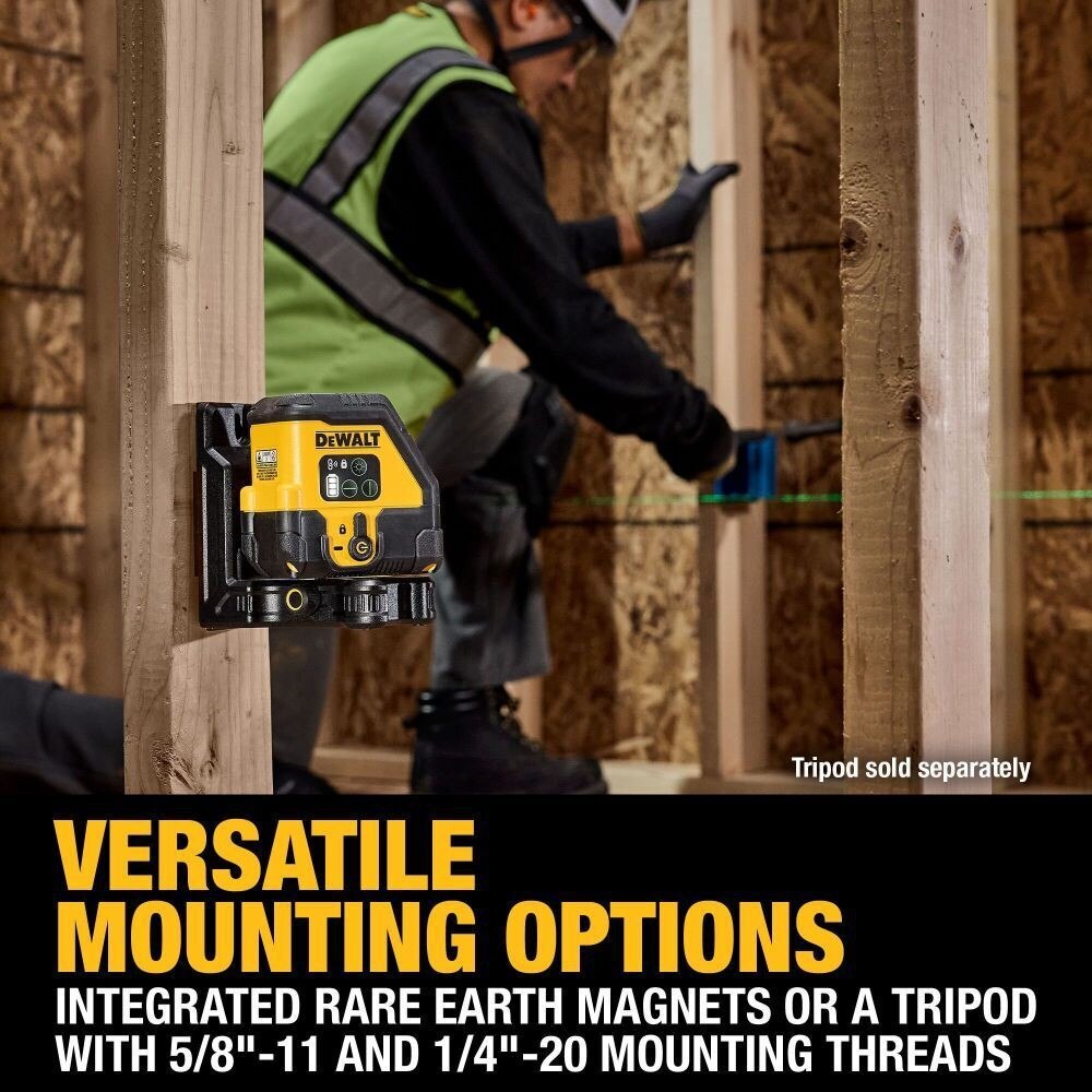 DeWalt DCLE14201GB USB Rechargeable Green Cross Line Laser Base Kit - 9