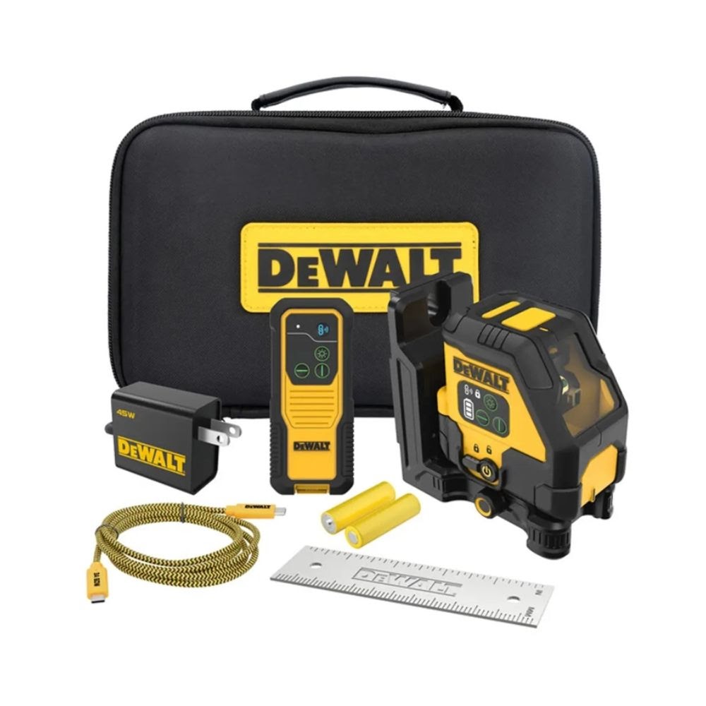 DeWalt DCLE14201G USB Rechargeable Green Cross Line Laser Kit