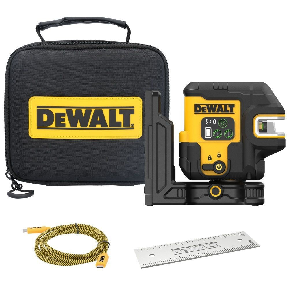 DeWalt DCLE14251GB USB Rechargeable Green 5 Spot and Cross Line Laser Base Kit