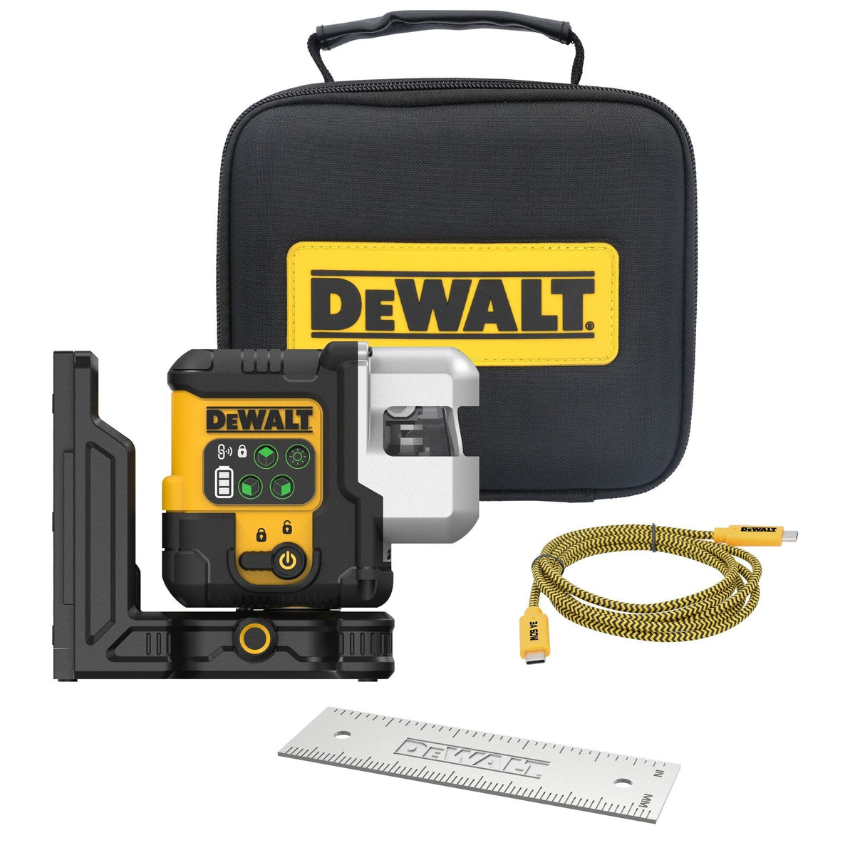 DeWalt DCLE14301GB USB Rechargeable Green 3X180Line Laser Base Kit