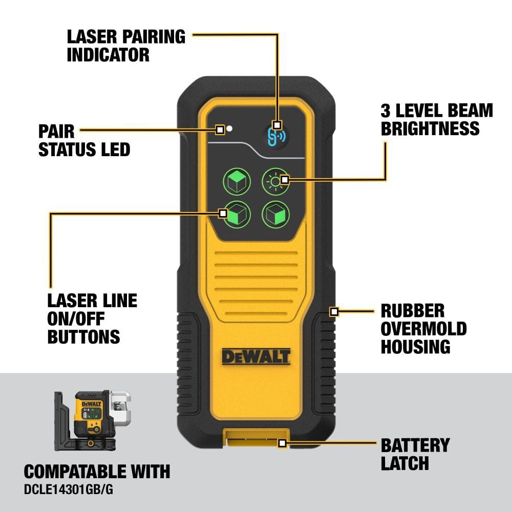 DeWalt DCLEAUSBRC3 Remote Control for USB DCLE14301G/GB Green 3X180Line Laser - 2