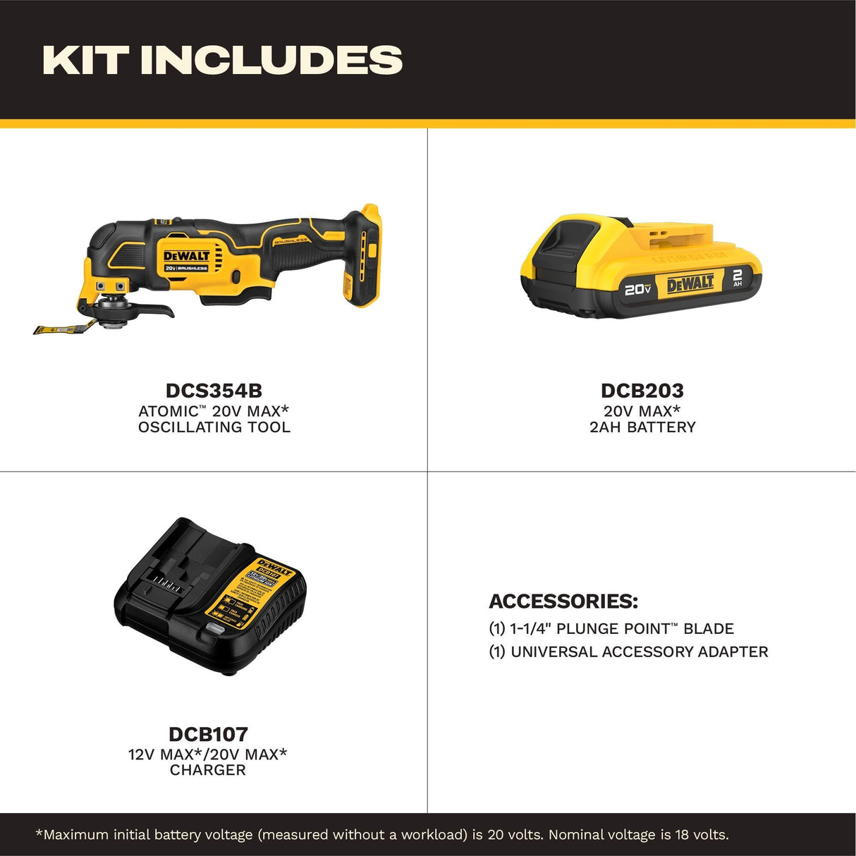 DeWalt DCS354D1 20V MAX Brushless Cordless Oscillating Multi-Tool, Kit - 2
