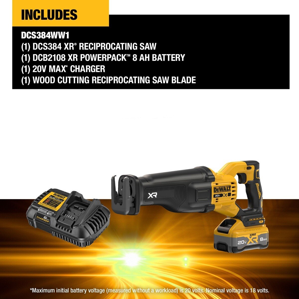 DeWalt DCS384WW1 20V Max* XR Brushless Cordless Reciprocating Saw Kit with XR POWERPACK - 5