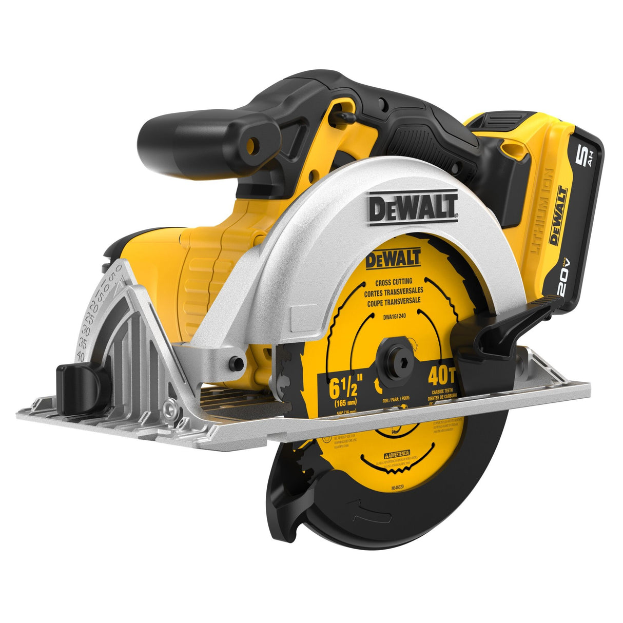 DeWalt DCS391P1 20V Max Li Ion 6-1/2" Circular Saw Kit (5.0 Ah) 5/8"Arbor - 5