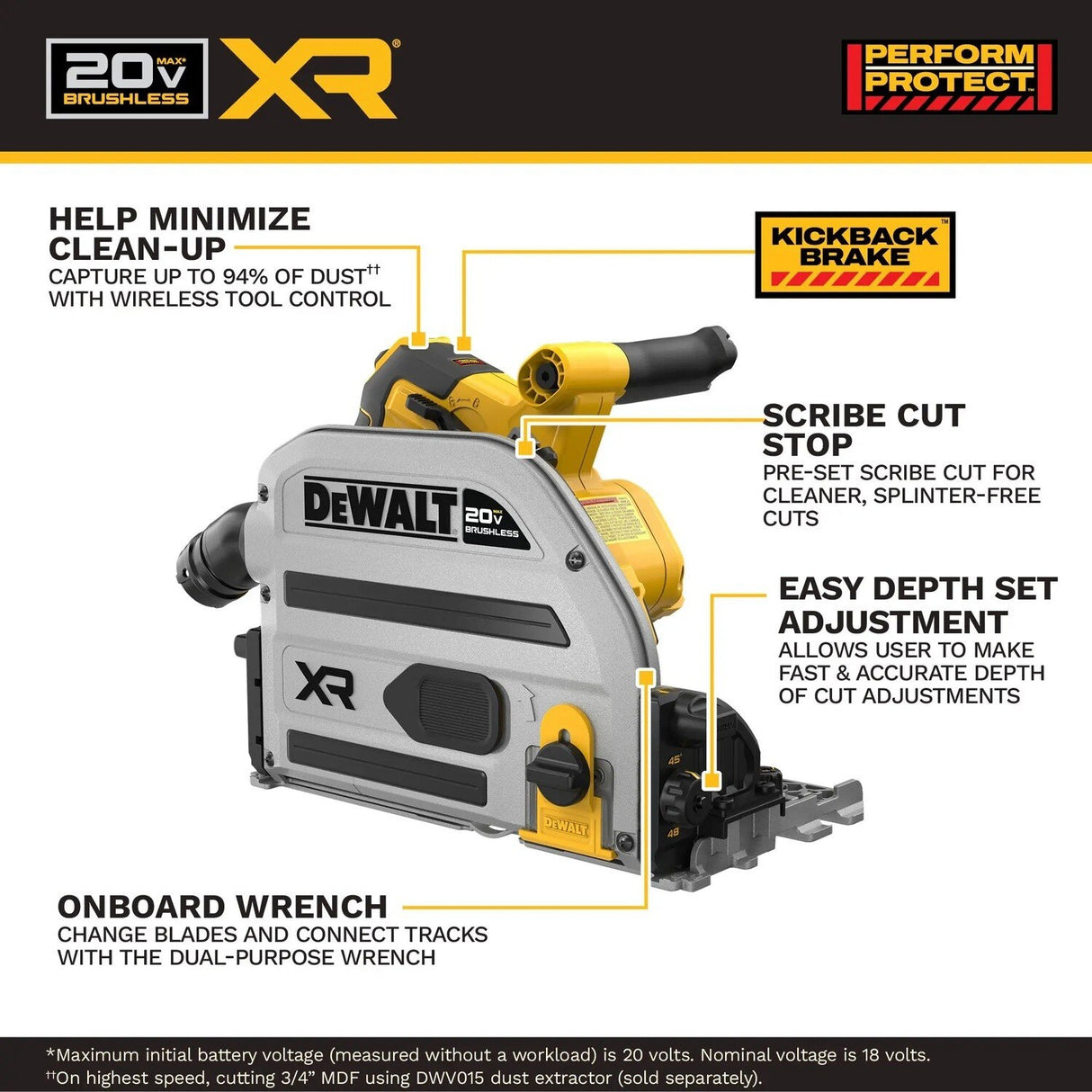 DeWalt DCS525ST 20V XR 6-1/2 in. Plunge Track Saw with 60 in. Track Kit - 3