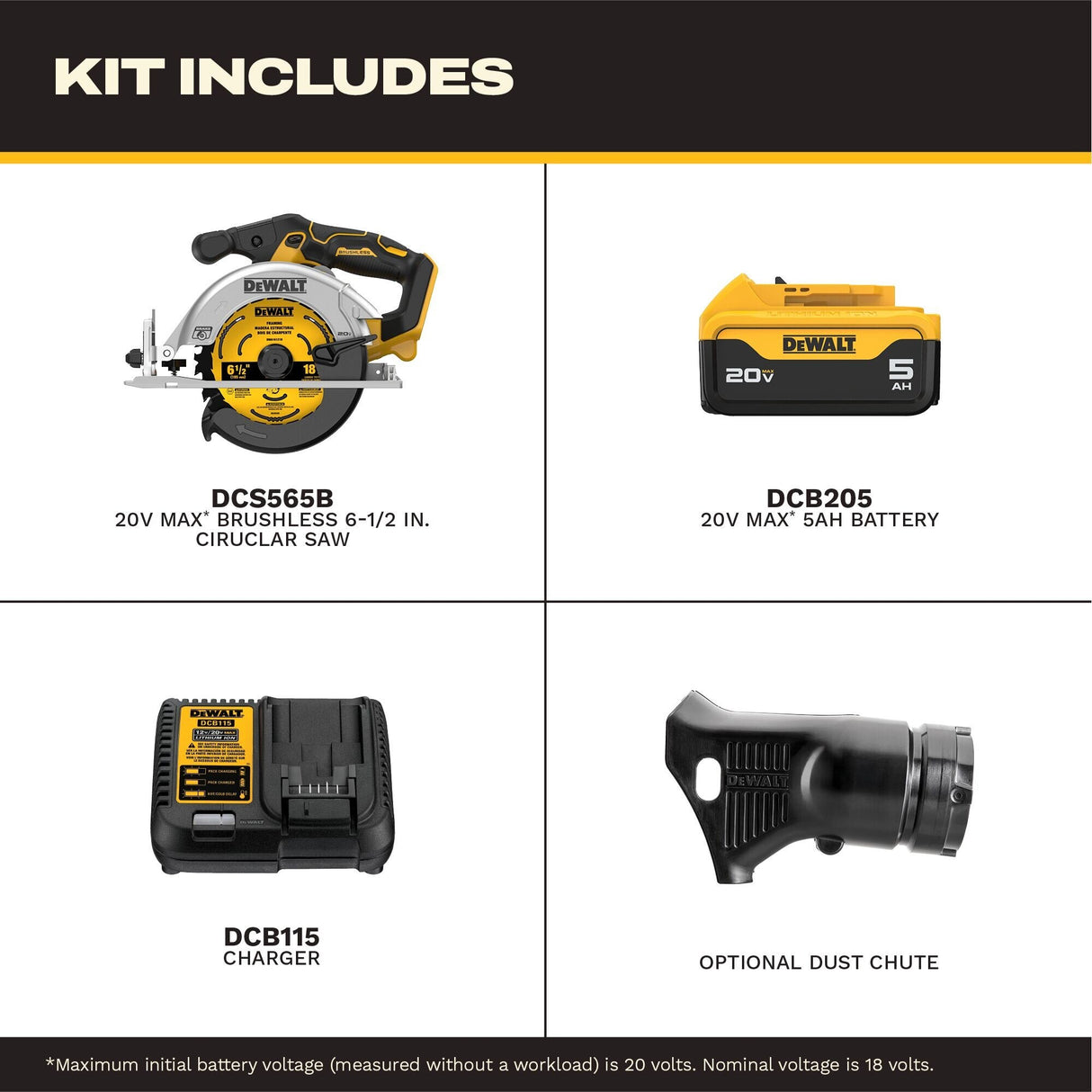 DeWalt DCS565P1 20V Max 6-1/2" Brushless Cordless Circular Saw Kit - 3