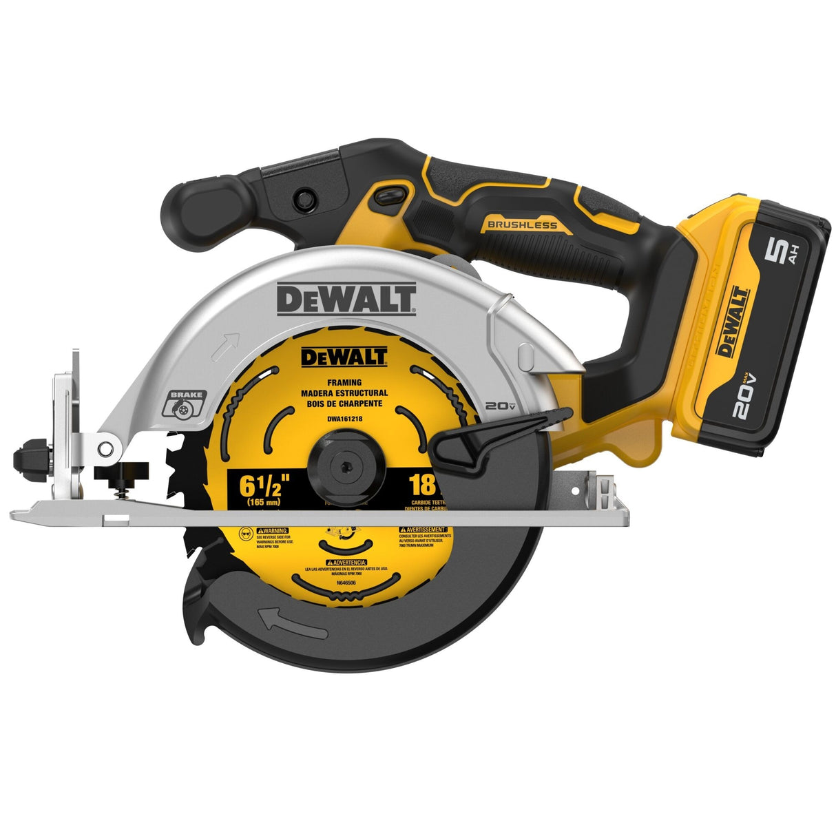 DeWalt DCS565P1 20V Max 6-1/2" Brushless Cordless Circular Saw Kit - 5