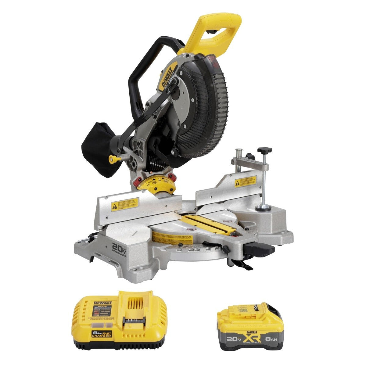 DeWalt DCS714WW1 20V MAX XR 10 in. Double Bevel Fixed Miter Saw Kit with 8Ah Battery and Charger