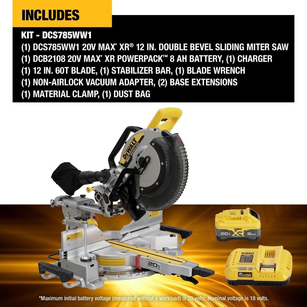 DeWalt DCS785WW1 20V MAX* XR 12" Double Bevel Sliding Miter Saw Kit - 4