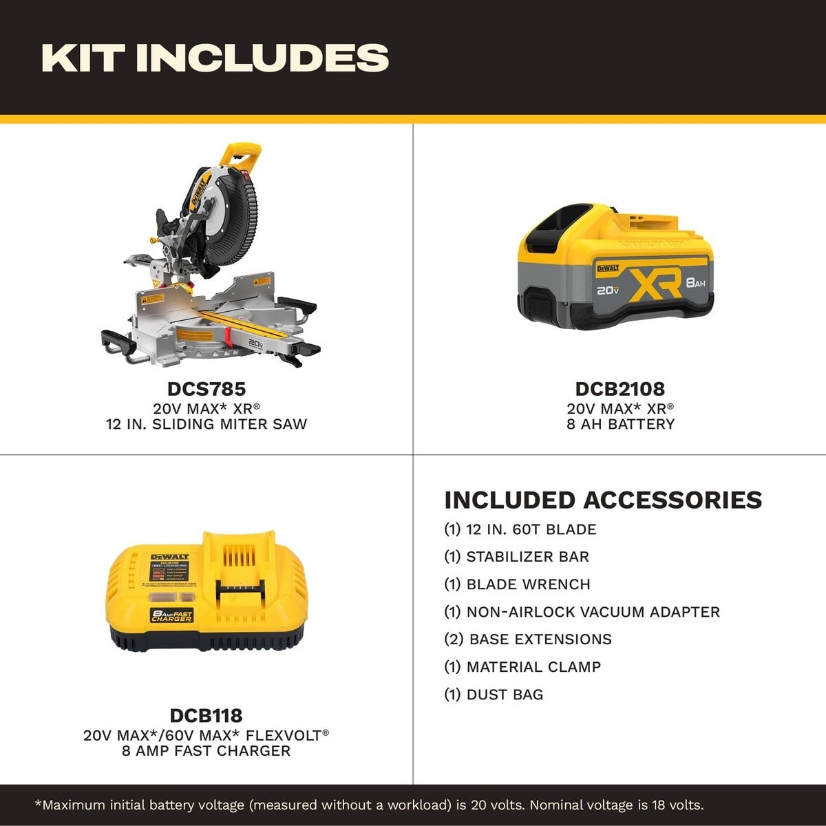 DeWalt DCS785WW1 20V MAX* XR 12" Double Bevel Sliding Miter Saw Kit - 7