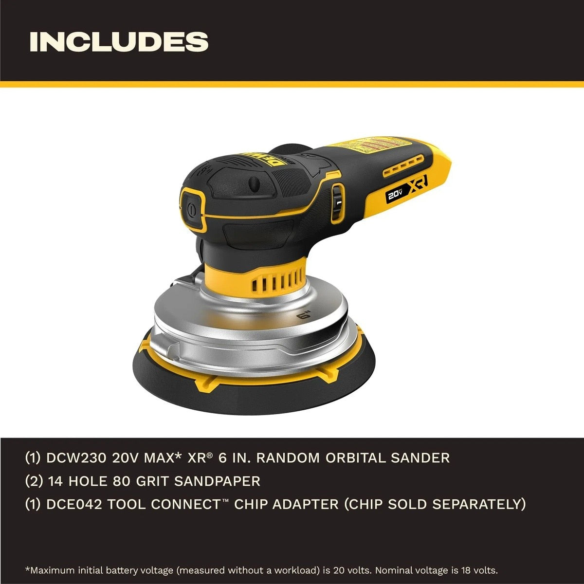 DeWalt DCW230B 20V MAX XR 6" Cordless Random Orbital Sander Tool Only - 3